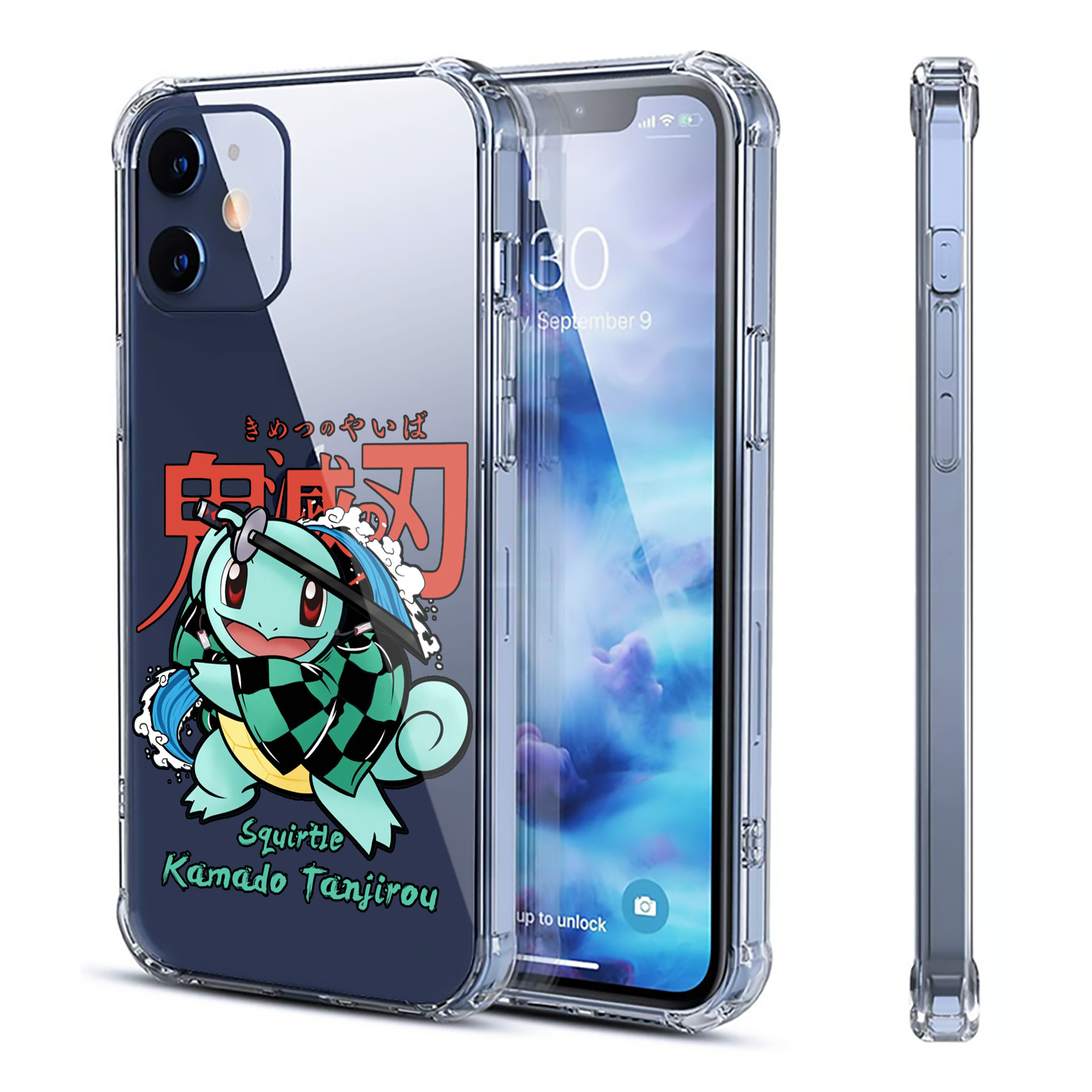 （画像用） 鬼滅の刃 竈門 炭治郎／かまど たんじろう Kamado Tanjirou 【iPhone 12シリーズ対応】透明スマホケース（クリアソフトケース）